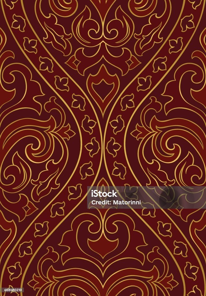 Ornamental red pattern. Red abstract pattern. Seamless filigree ornament. Colorful template for wallpaper, textile, shawl, carpet and any surface. Abstract stock vector