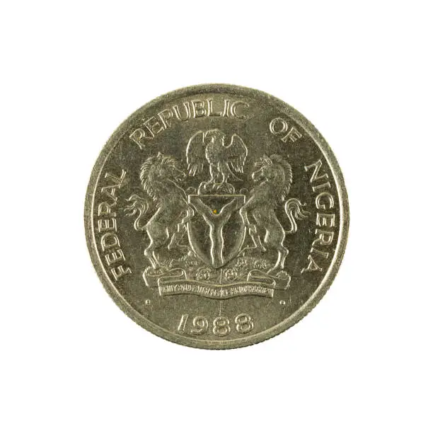 5 nigerian kobo coin (1988) reverse isolated on white background