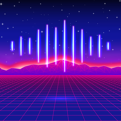 Retro Gaming Neon Background With Shiny Music Wave Stock Illustration -  Download Image Now - Backgrounds, Nerd, Label - iStock