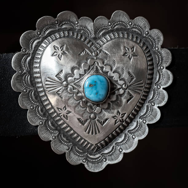 Houston TX USA - March 23, 2017  -  Silver & Turquoise NM Heart Design Buckle