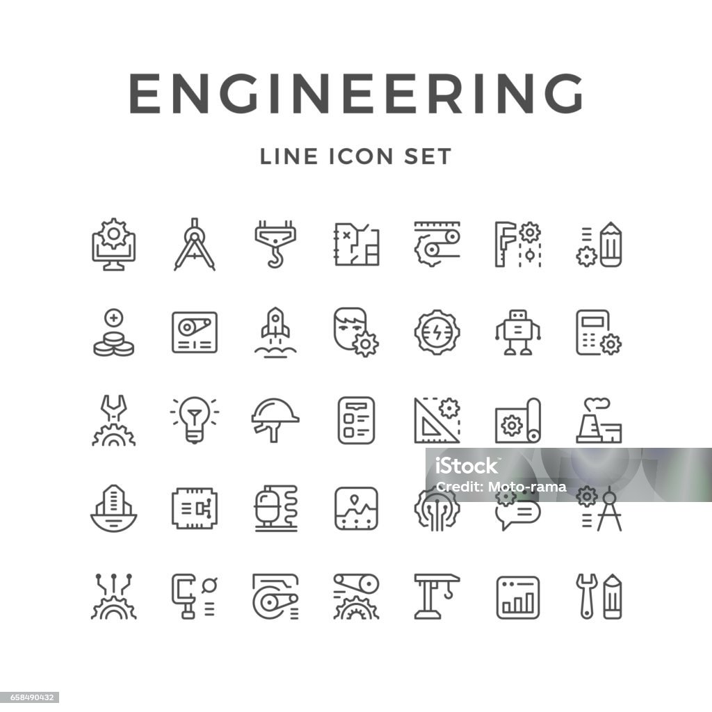 공학의 설정된 라인 아이콘 - 로열티 프리 아이콘 벡터 아트