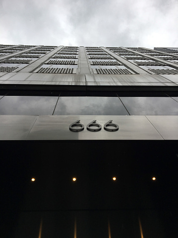The ominous 666 numbers on a skyscraper in New York City.