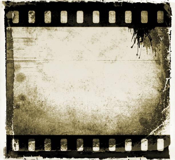istock Vintage film strip frame with cracked. 658509640
