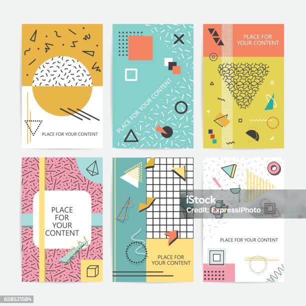 Set Of Banners In Style Stock Illustration - Download Image Now - 1980-1989, Invitation, Pattern