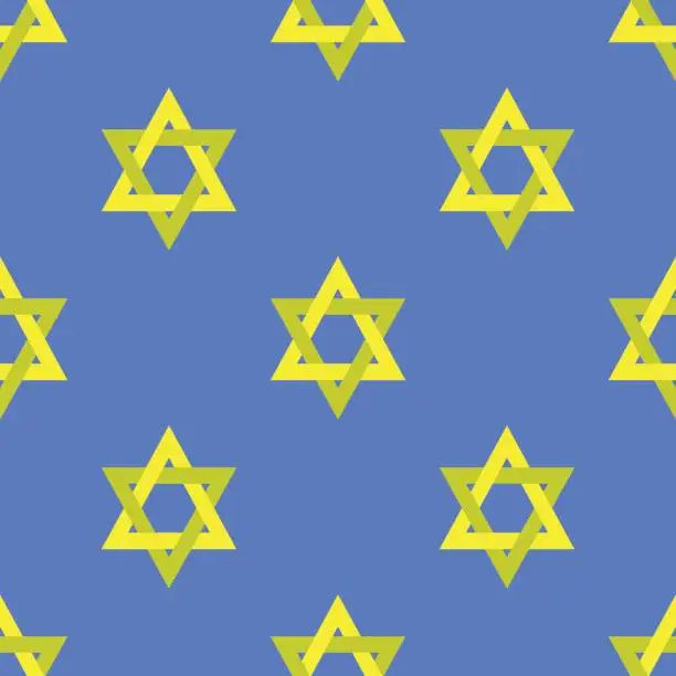 Vector illustration of Yellow Star of David Seamless Pattern
