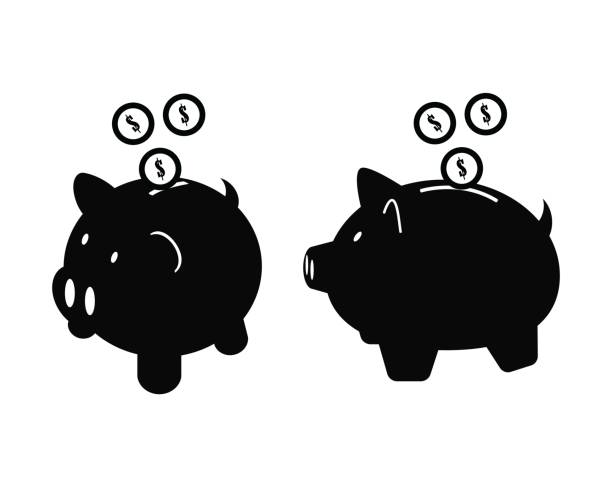 Piggy Bank icons set isolated on white background. Vector illustration. vector art illustration