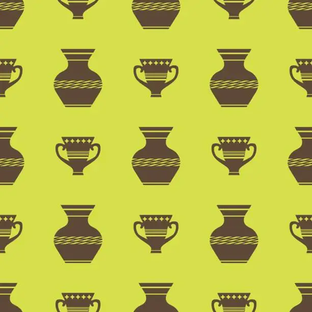 Vector illustration of Vases Silhouettes Seamless Pattern