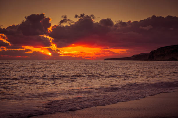 Sunset in the sea, Cyprus coast