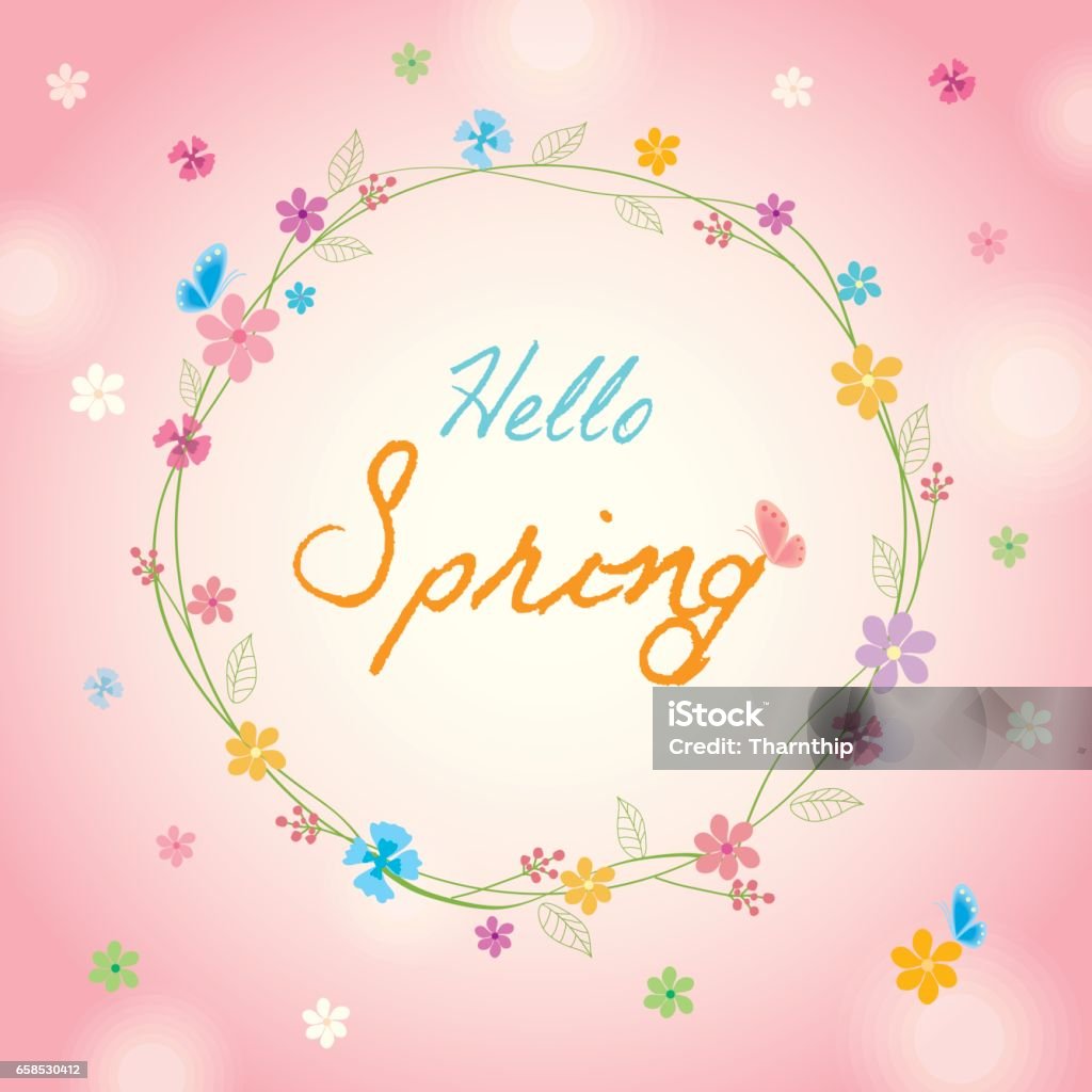 Pink Hello Springtime Hello Spring Pink Stock Illustration - Download Image Now - Anniversary ...