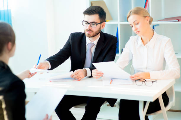 istock Young woman on a job interview 658535612