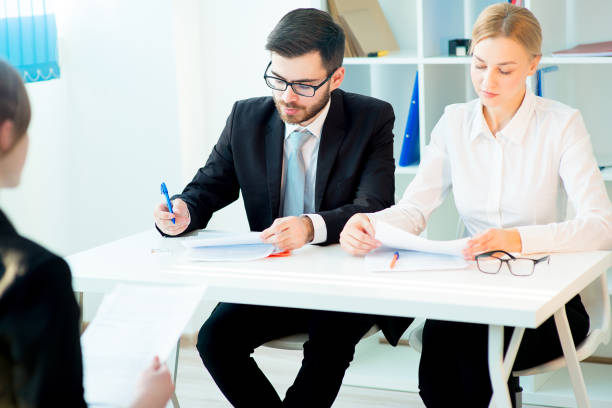 istock Young woman on a job interview 658535718