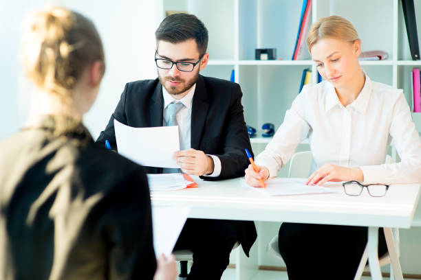 istock Young woman on a job interview 658535820