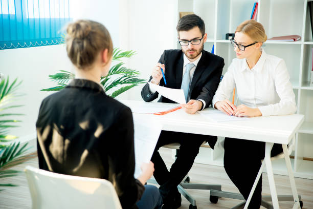 istock Young woman on a job interview 658538116
