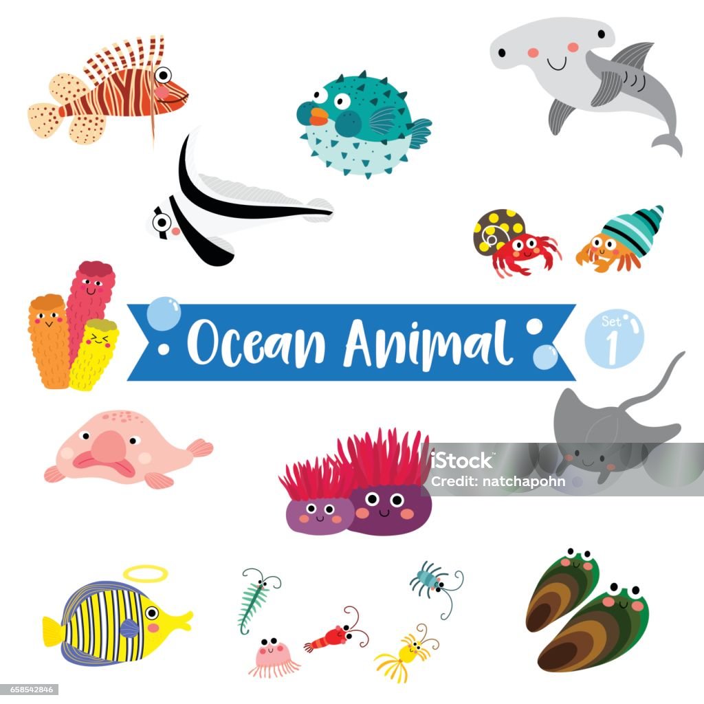 Phim Hoạt Hình Ocean Animal Trên Nền Trắng Minh Họa Vectơ Đặt 1 Hình minh  họa Sẵn có - Tải xuống Hình ảnh Ngay bây giờ - iStock