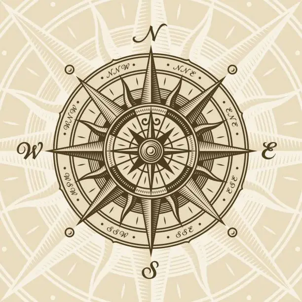 Vector illustration of Vintage nautical compass rose