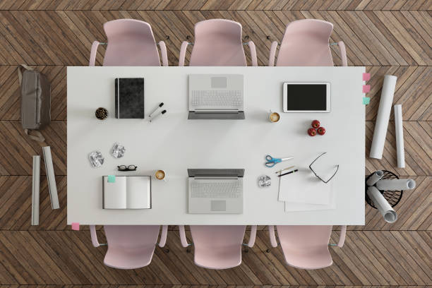 istock Office desk team business group knolling 658545776