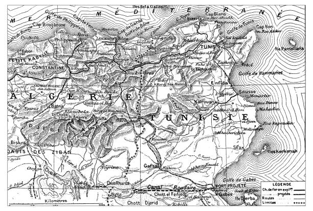 istock Antique engraving illustration: map of Algeria and Tunisia 658555628
