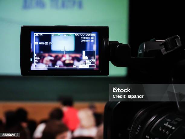 Shooting Concert Video Control Monitor Blurred Background Bokeh Videography Stock Photo - Download Image Now