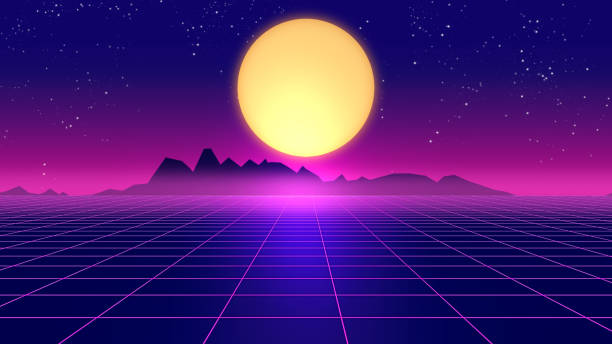 istock Retro futuristic background 1980s style 3d illustration. 658568902