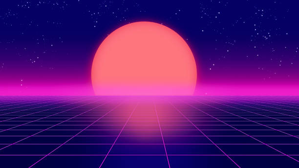 istock Retro futuristic background 1980s style 3d illustration. 658569004