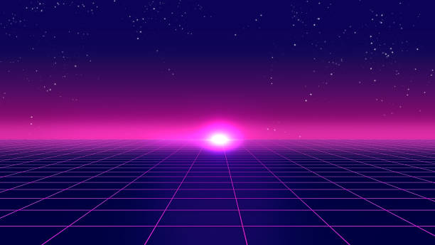istock Retro futuristic background 1980s style 3d illustration. 658571114