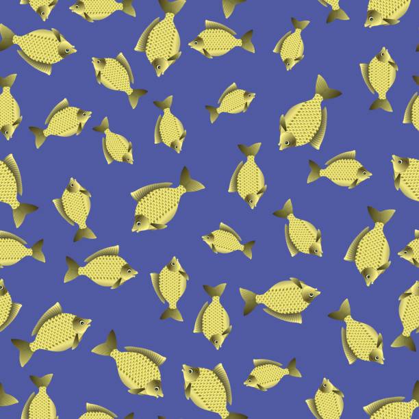 ilustrações, clipart, desenhos animados e ícones de peixe carpa padrão sem emenda - animal scale fish silver backgrounds