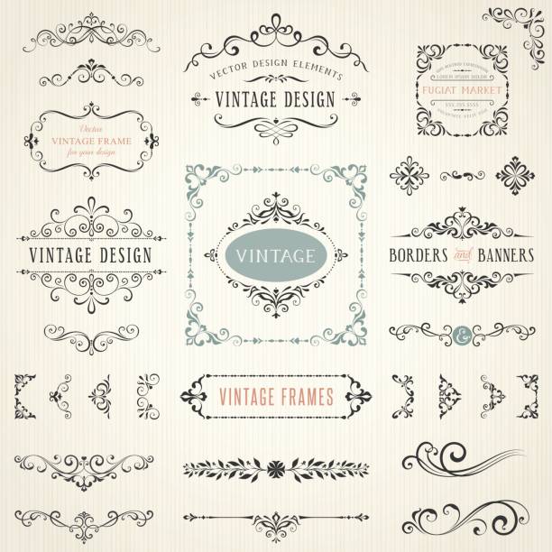 kunstvollen design elements_06 - filigree swirl flourishes ornate stock-grafiken, -clipart, -cartoons und -symbole