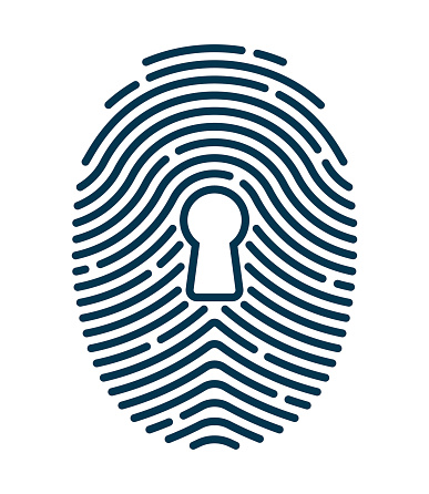 Fingerprint security keyhole concept.