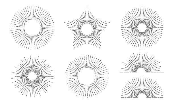 太陽と光線ベクトル星と弓アイコン セット細い線の - エッチング点のイラスト素材／クリップアート素材／マンガ素材／アイコン素材
