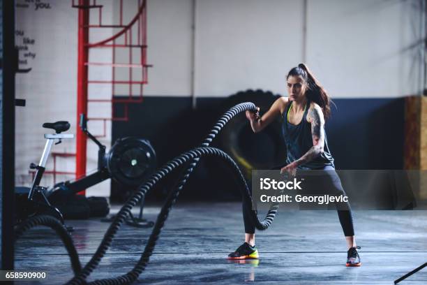 Fitness On The Ropes Stock Photo - Download Image Now - Rope, Battle, Exercising