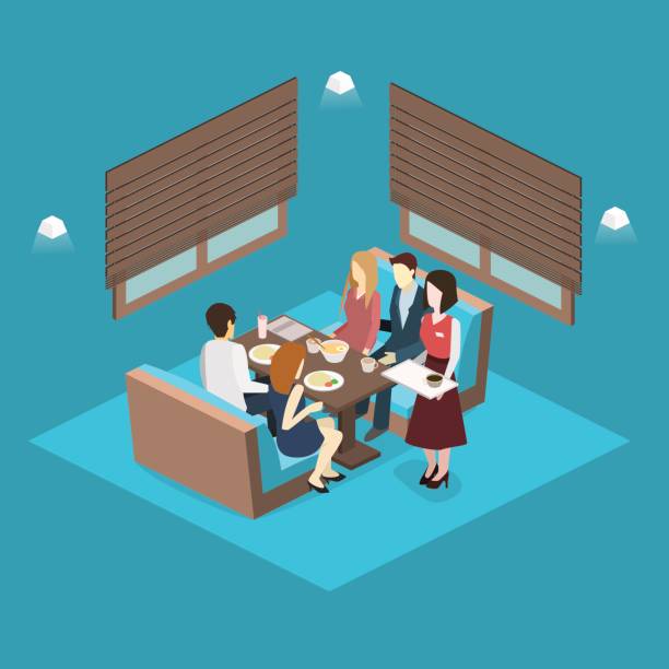 Isometric interior of cafe shop. flat 3D isometric design interior cafe or restaurant. People sit at tables and eat. Isometric interior of coffee shop. flat 3D isometric design interior cafe or restaurant. People sit at tables and eat. Concept illustration of the room. billy bowlegs iii stock illustrations