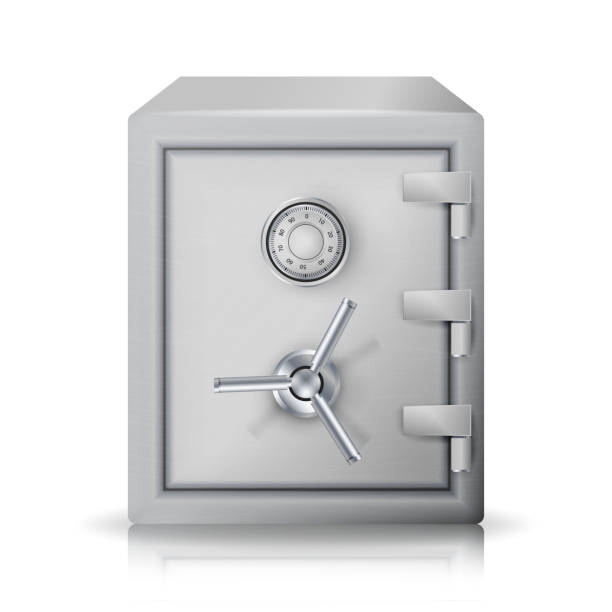 istock Metal Safe Realistic Vector. 3D Illustration. Icon Metal Box Isolated On White Background. Front View 658596696