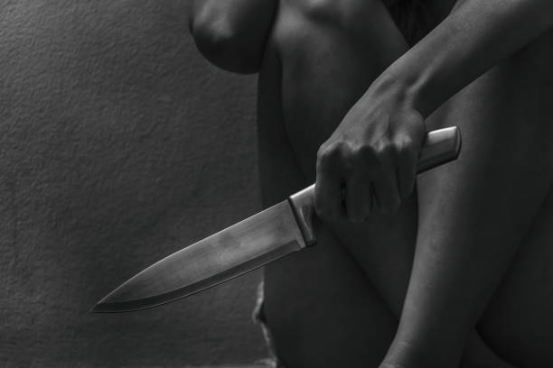 angry woman and knife