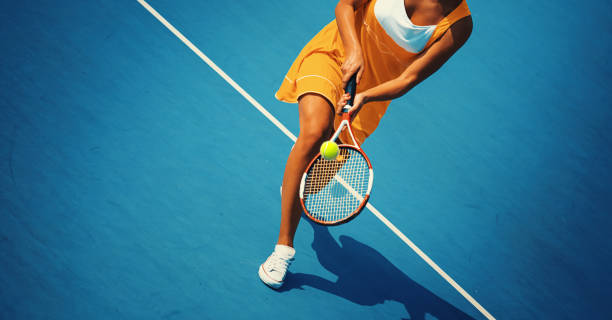 tennis game. - tennis court tennis ball racket imagens e fotografias de stock