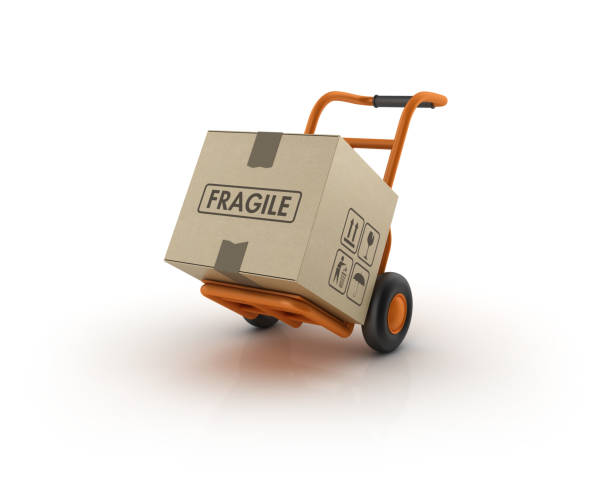 istock Hand Truck Carrying Cardboard Box Fragile Label - 3D Rendering 658603910