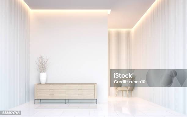 Empty White Room Modern Space Interior 3d Rendering Stock Photo - Download Image Now
