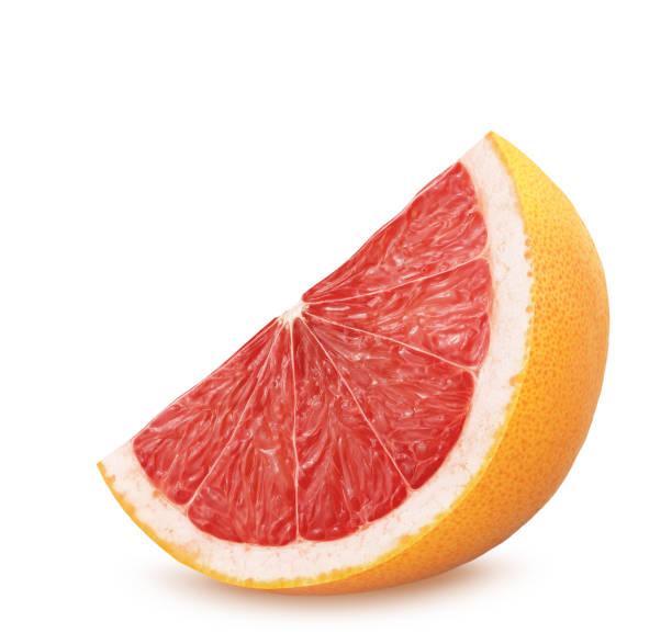 istock Slice of grapefruit isolated on white background 658605702