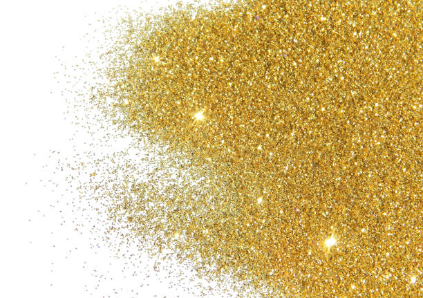 istock Golden glitter sparkles on white background 658606720