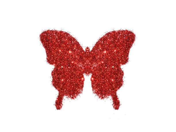 istock Butterfly of red glitter on white background 658607366
