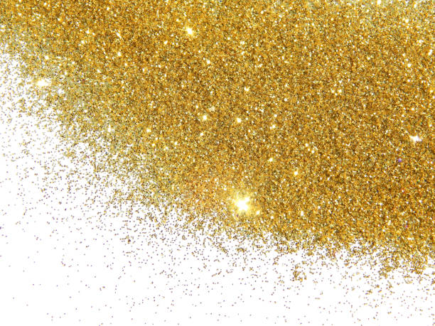 istock Golden glitter sparkles on white background 658609574