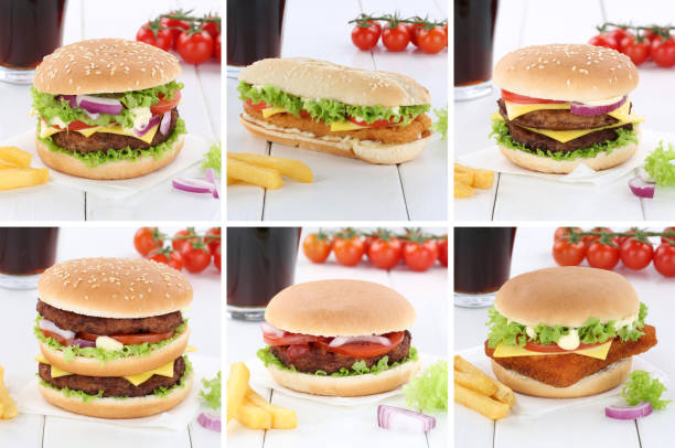 istock Hamburger collection set cheeseburger burger menu meal cola drink 658613622