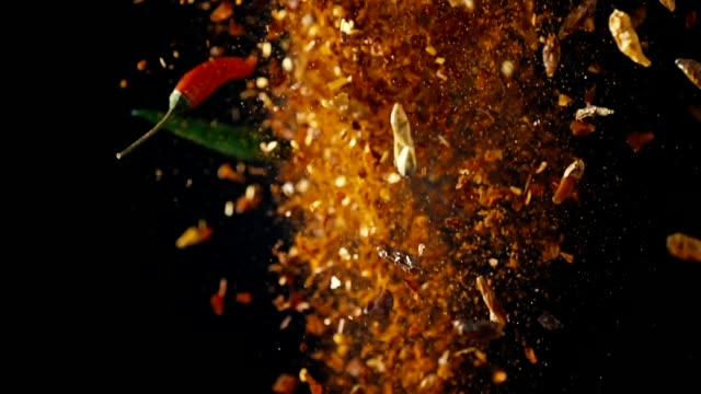 Spice Mix Food Explosion with Chili and Peppercorns