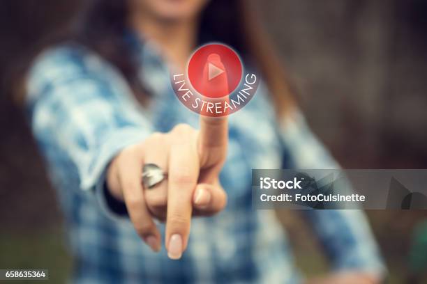 Live Streaming Stock Photo - Download Image Now - Live Streaming, Play Button, Movie