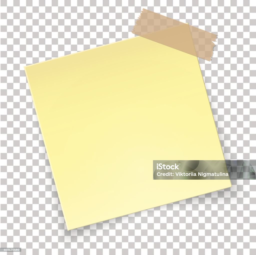 Sticky Note Rotated Realistic Sticky Tape On Transparent Background Empty Yellow Note ...