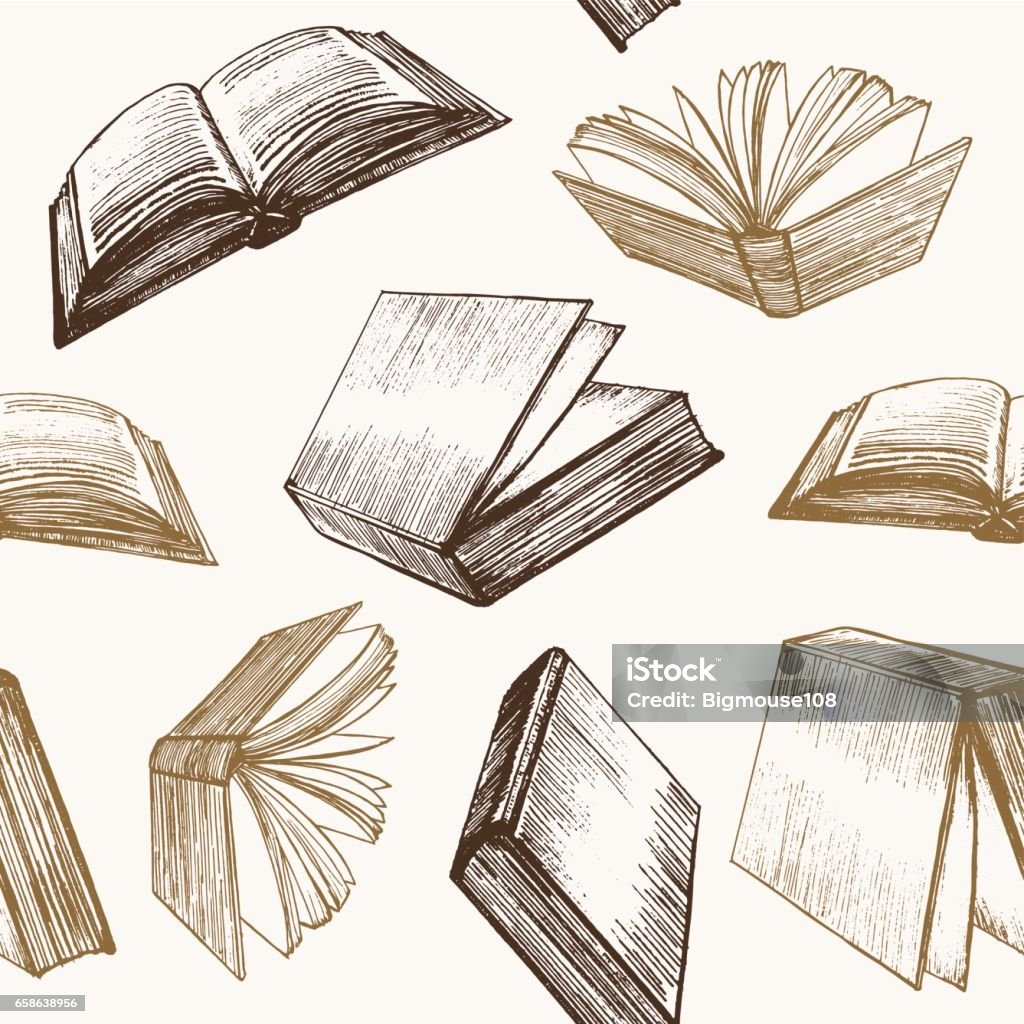 Book Hand Draw Sketch Background Pattern. Vector Book Hand Draw Sketch Background Pattern Retro Style Web Design. Vector illustration Book stock vector