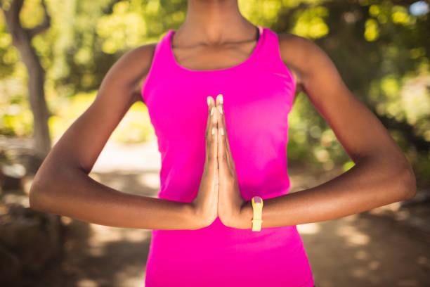 istock Woman doing yoga alone 658639032