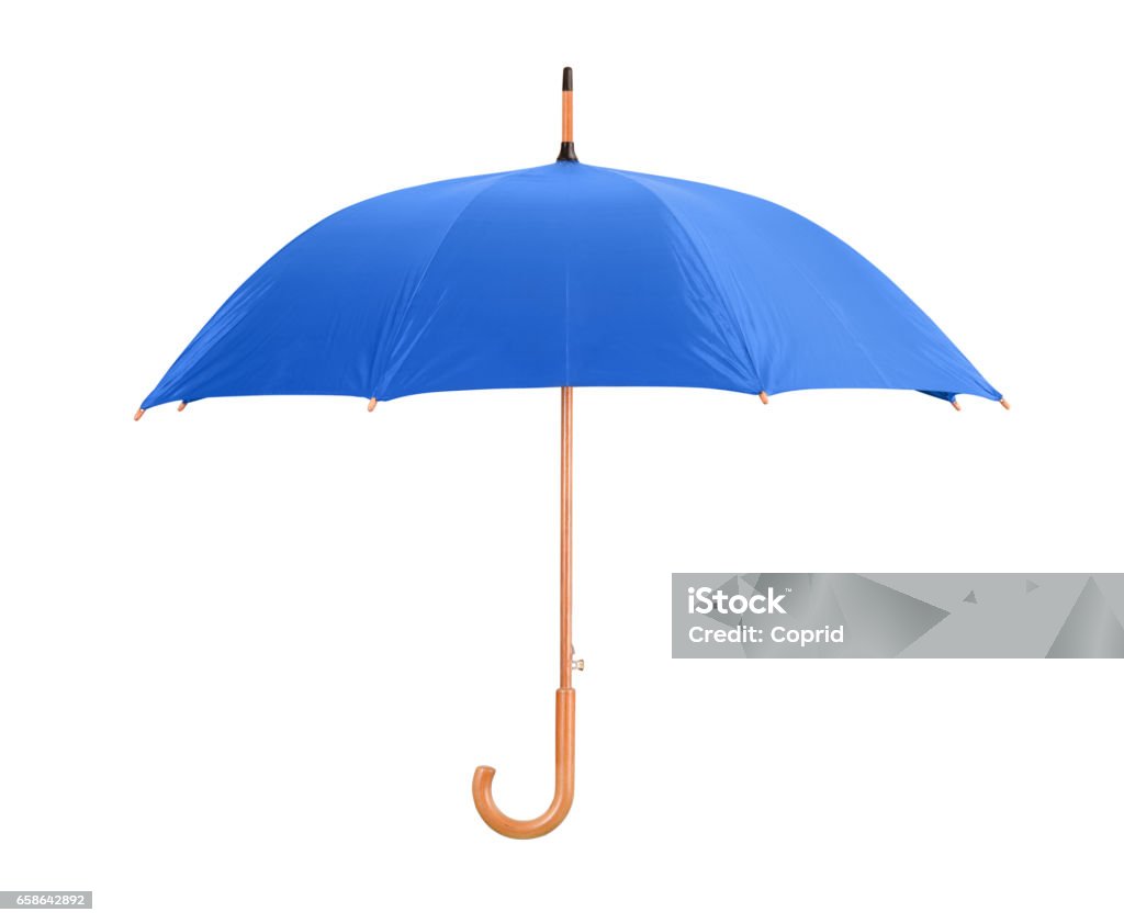 Blue umbrella Blue classic umbrella isolated on white Umbrella Stock Photo
