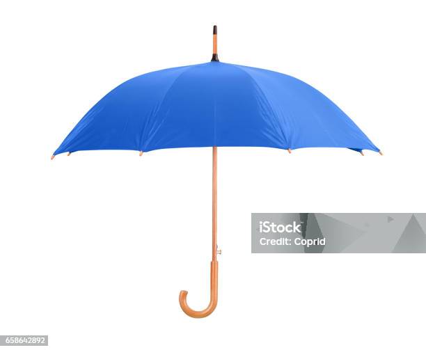 Blue Umbrella Stock Photo - Download Image Now - Umbrella, Blue, White Background