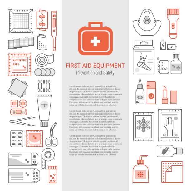 illustrations, cliparts, dessins animés et icônes de trousse de premiers secours  - bandage wound first aid gauze