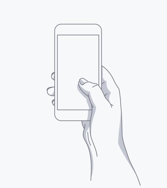 ilustraciones, imágenes clip art, dibujos animados e iconos de stock de mano sostiene el teléfono - hand holding phone